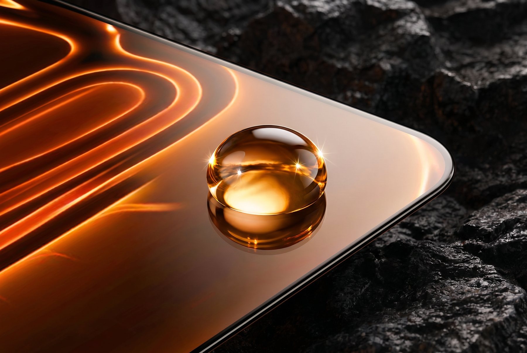 Water droplet beading on Zivora hydrophobic Gorilla Glass