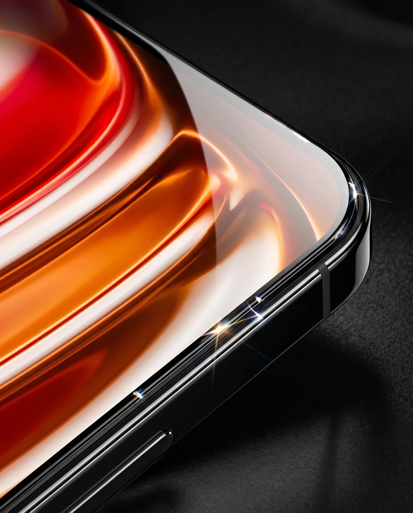 Macro of Zivora glass edge with vivid color and light